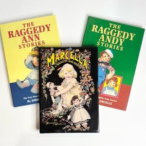 Raggedy Ann Raggedy Andy & Marcella Hard Cover Story Books by Johnny Gruelle